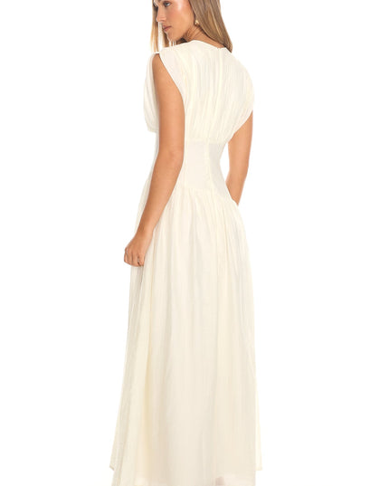 Cream Asymmetric Waist Maxi Dress