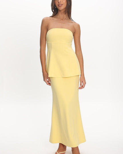 Butter Strapless Flared Waist Maxi Dress