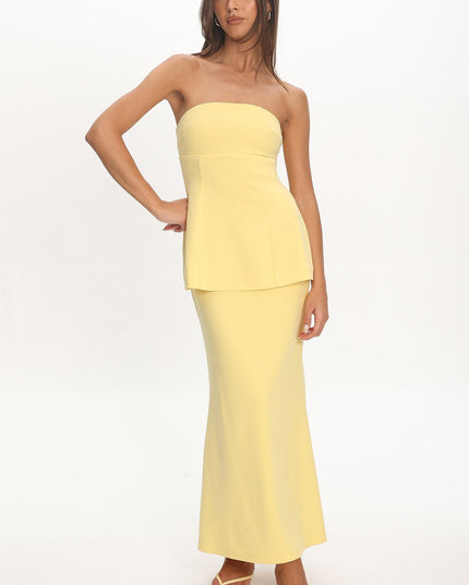 Butter Strapless Flared Waist Maxi Dress