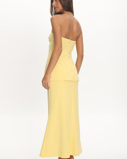 Butter Strapless Flared Waist Maxi Dress