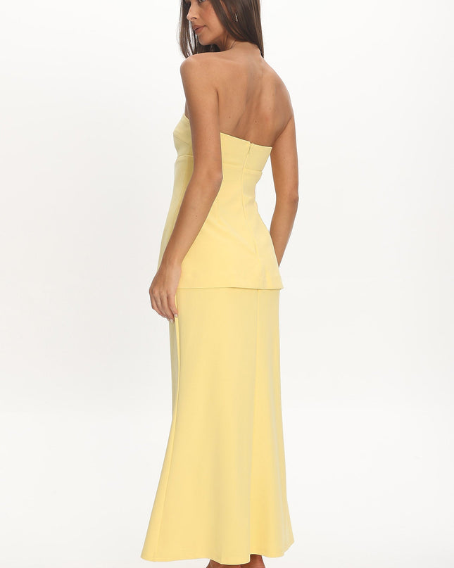 Butter Strapless Flared Waist Maxi Dress