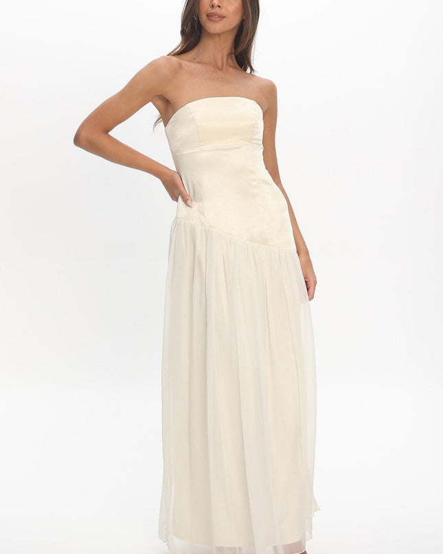 Butter Asymmetric Drop Waist Maxi Dress