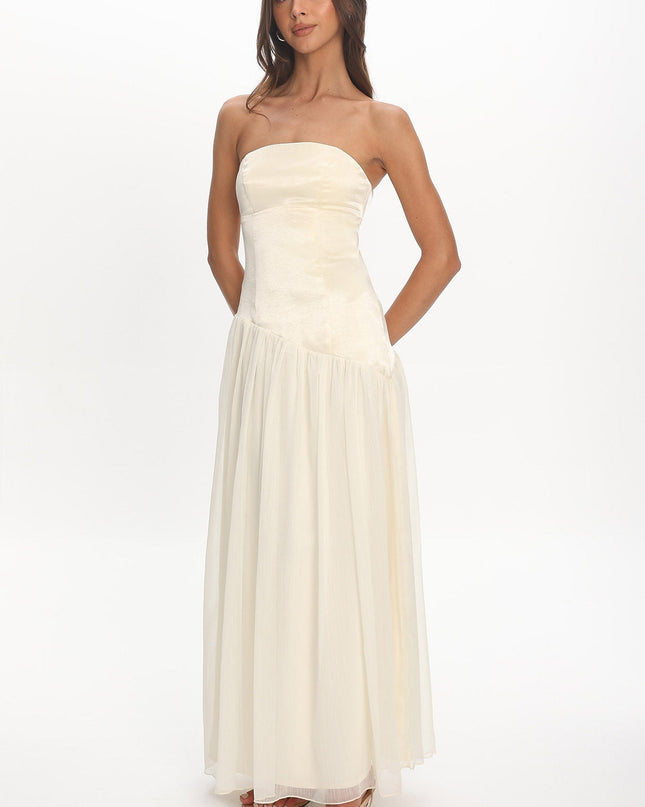 Butter Asymmetric Drop Waist Maxi Dress
