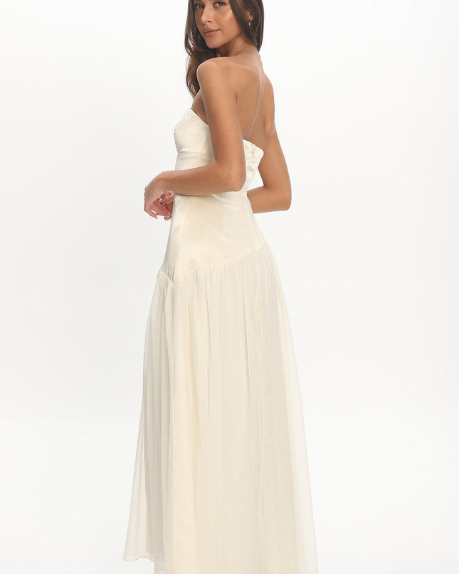 Butter Asymmetric Drop Waist Maxi Dress