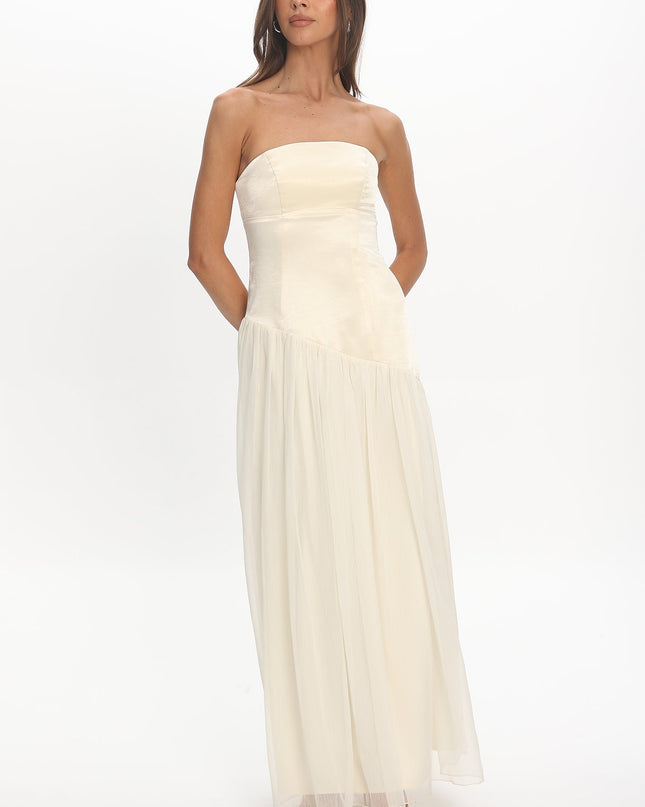 Butter Asymmetric Drop Waist Maxi Dress