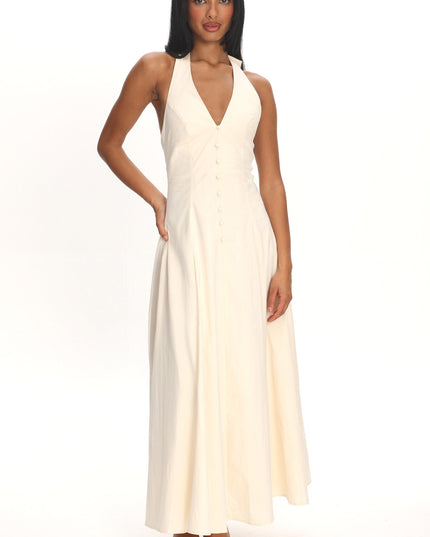 Vanilla Halterneck Midi Dress