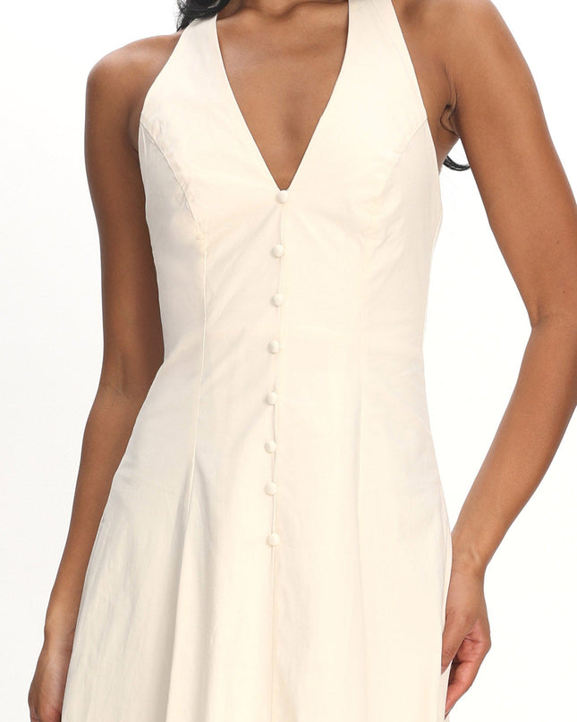 Vanilla Halterneck Midi Dress