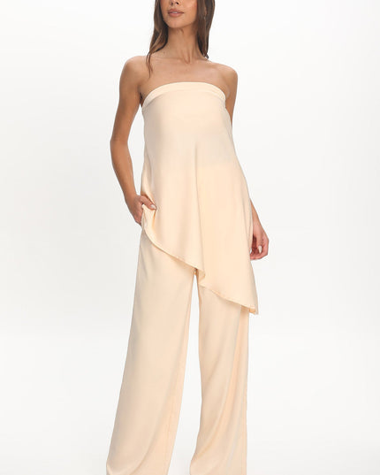 Vanilla Asymmetric Hem Strapless Top