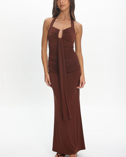 Chocolate Drape Bust Maxi Dress