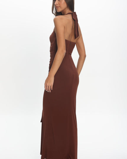 Chocolate Drape Bust Maxi Dress