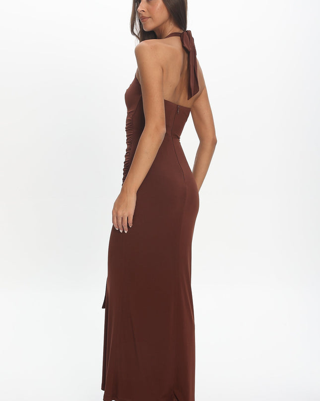 Chocolate Drape Bust Maxi Dress