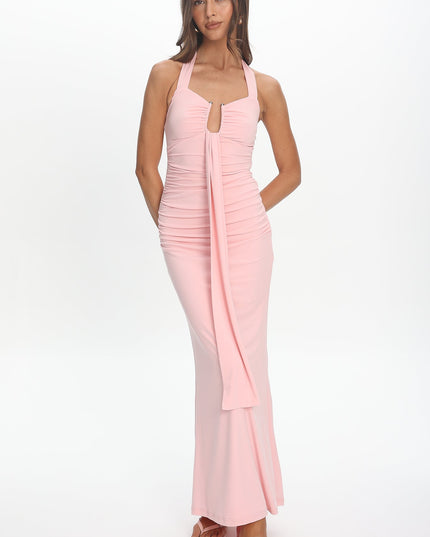 Pink Drape Bust Maxi Dress