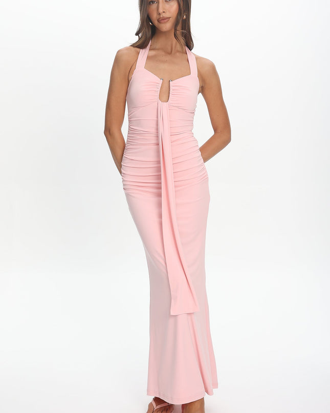 Pink Drape Bust Maxi Dress