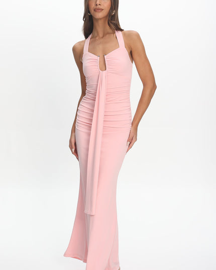 Pink Drape Bust Maxi Dress