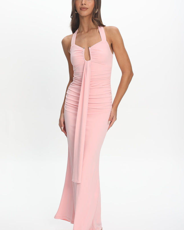 Pink Drape Bust Maxi Dress