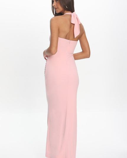 Pink Drape Bust Maxi Dress