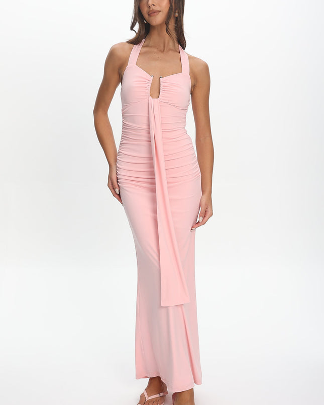 Pink Drape Bust Maxi Dress