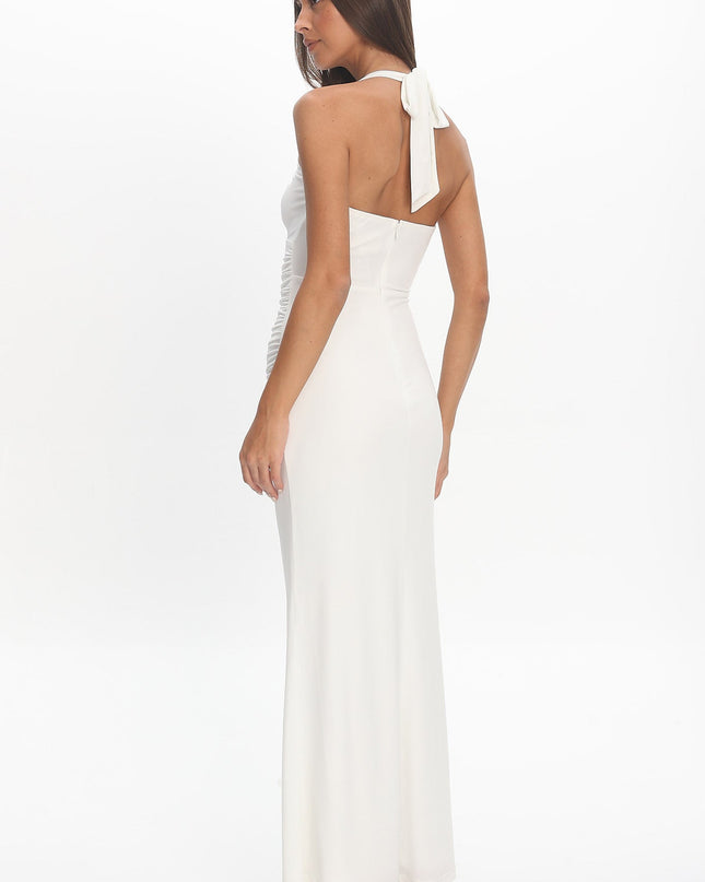 White Drape Bust Maxi Dress