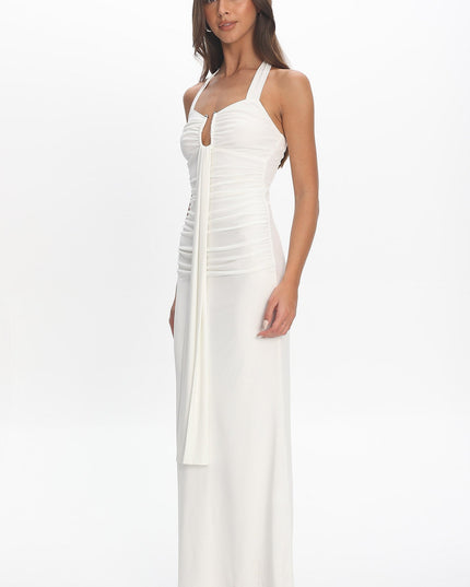 White Drape Bust Maxi Dress