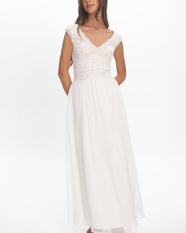 White Lace Bodice Maxi Dress
