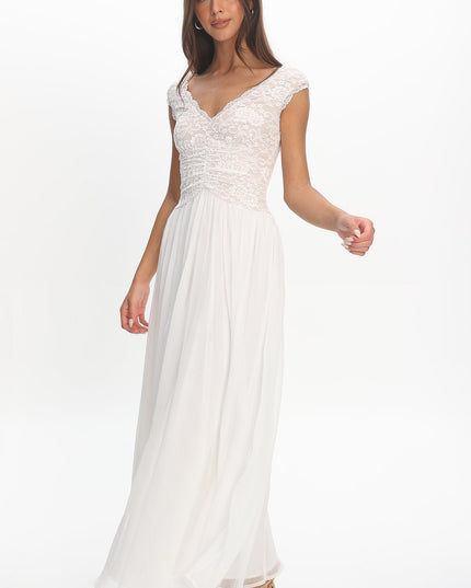 White Lace Bodice Maxi Dress