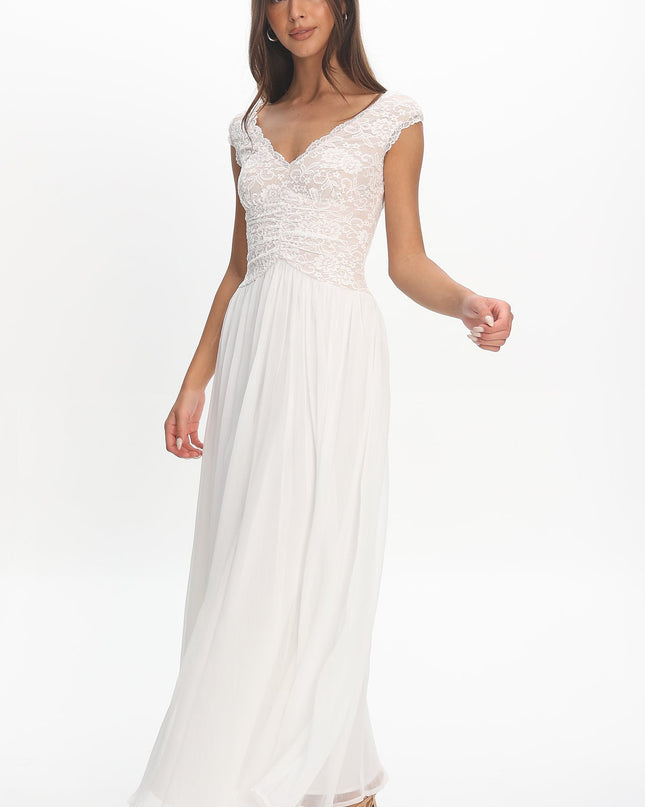 White Lace Bodice Maxi Dress