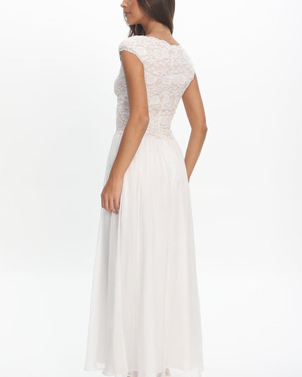 White Lace Bodice Maxi Dress