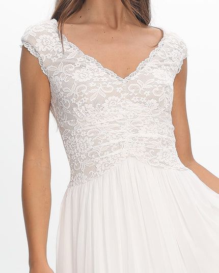 White Lace Bodice Maxi Dress