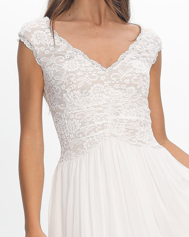 White Lace Bodice Maxi Dress