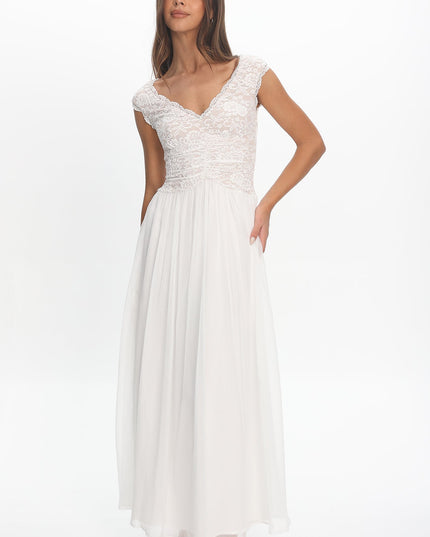 White Lace Bodice Maxi Dress