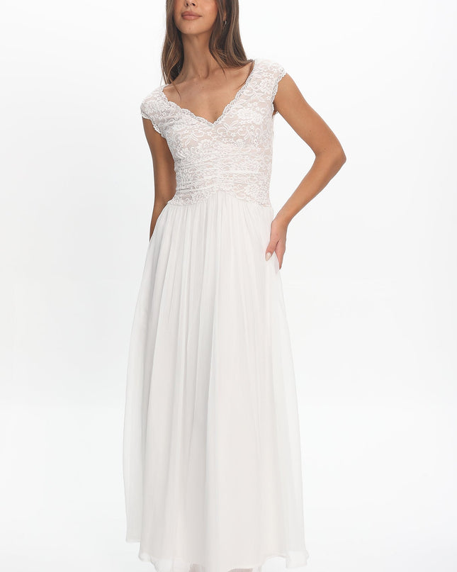 White Lace Bodice Maxi Dress