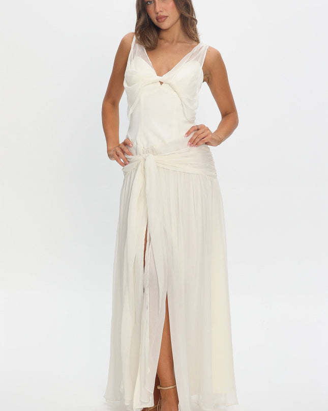 Pearl Twist Accent Maxi Dress