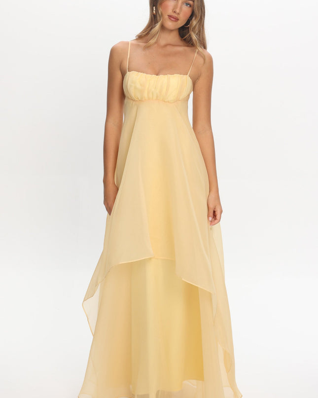 Butter Marigold Sun Gathered Bust Maxi Dress