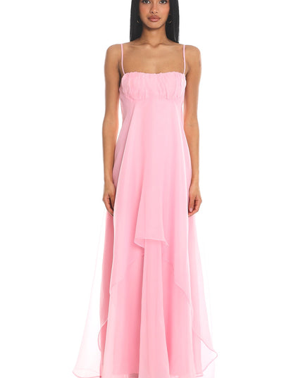 Pink Marigold Sun Gathered Bust Maxi Dress
