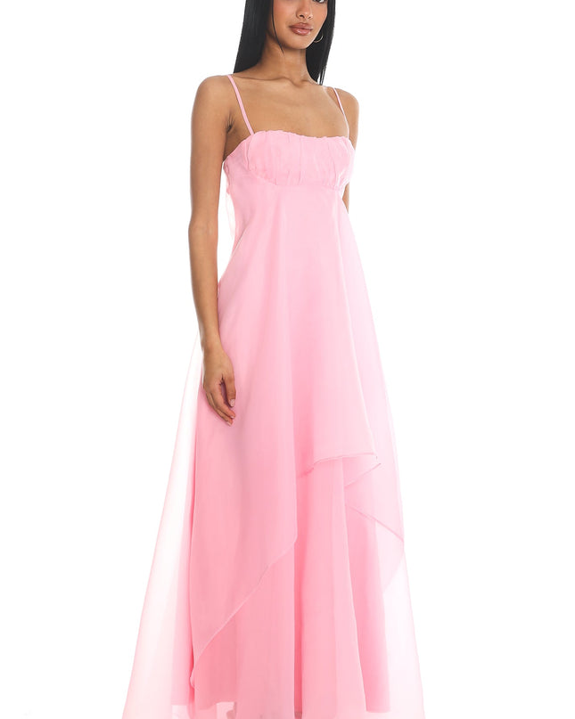 Pink Marigold Sun Gathered Bust Maxi Dress