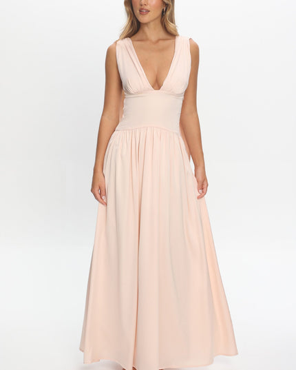 Pearl Shoulder Sash Maxi Dress