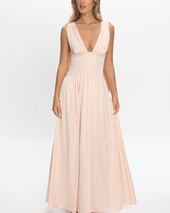 Pearl Shoulder Sash Maxi Dress