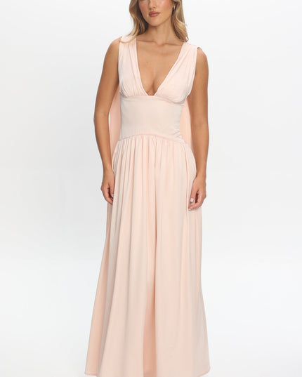 Pearl Shoulder Sash Maxi Dress