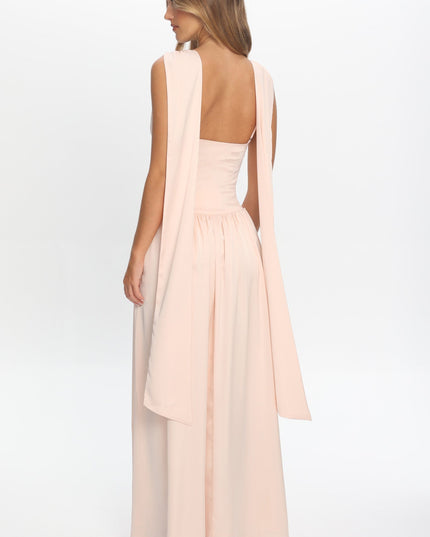Pearl Shoulder Sash Maxi Dress