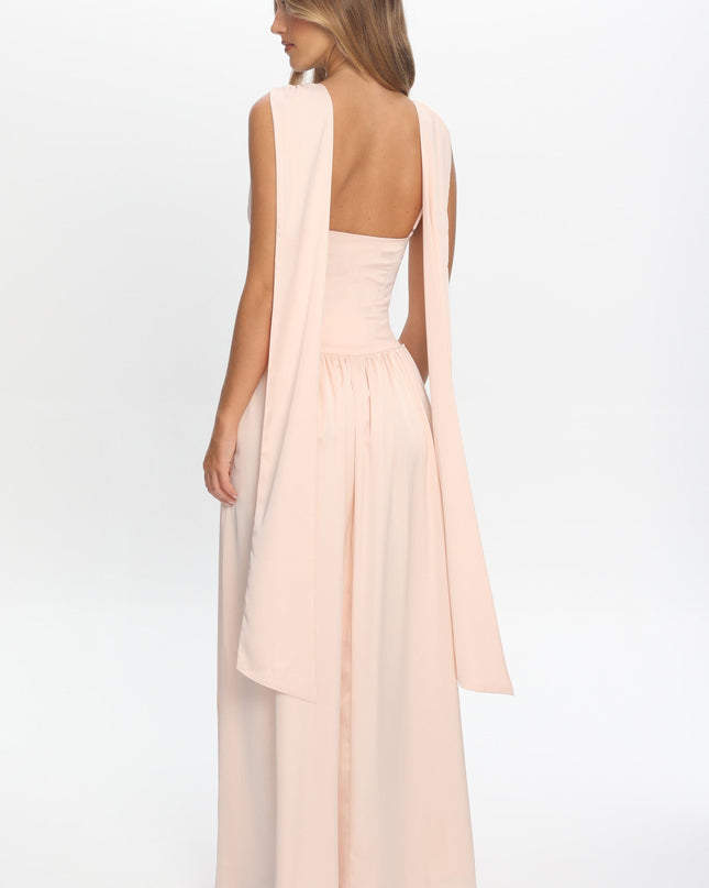 Pearl Shoulder Sash Maxi Dress