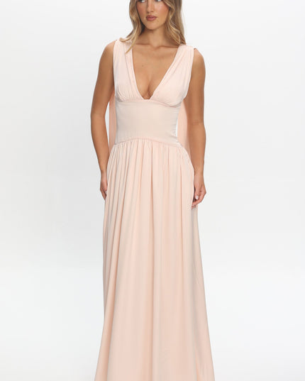 Pearl Shoulder Sash Maxi Dress