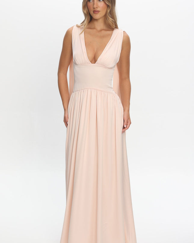 Pearl Shoulder Sash Maxi Dress