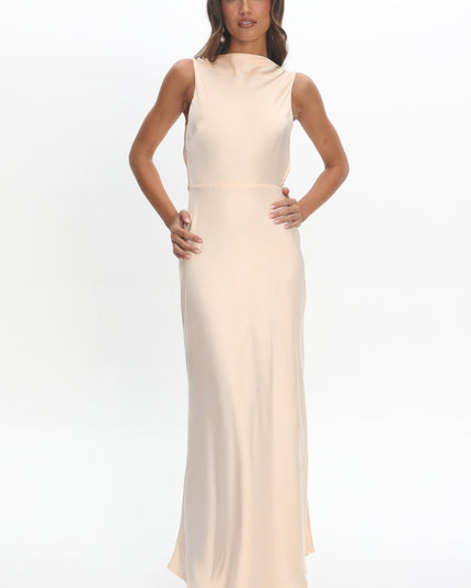 Cream Cowl Back Maxi Dress