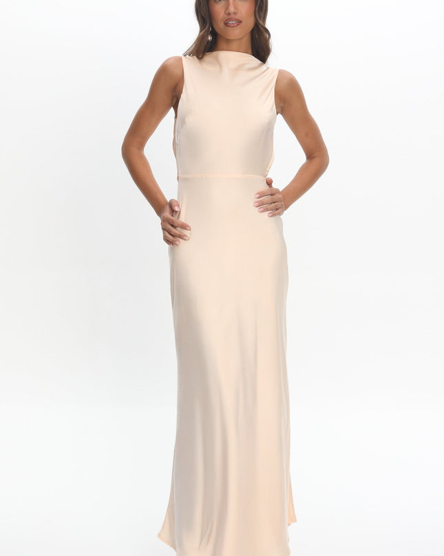 Cream Cowl Back Maxi Dress