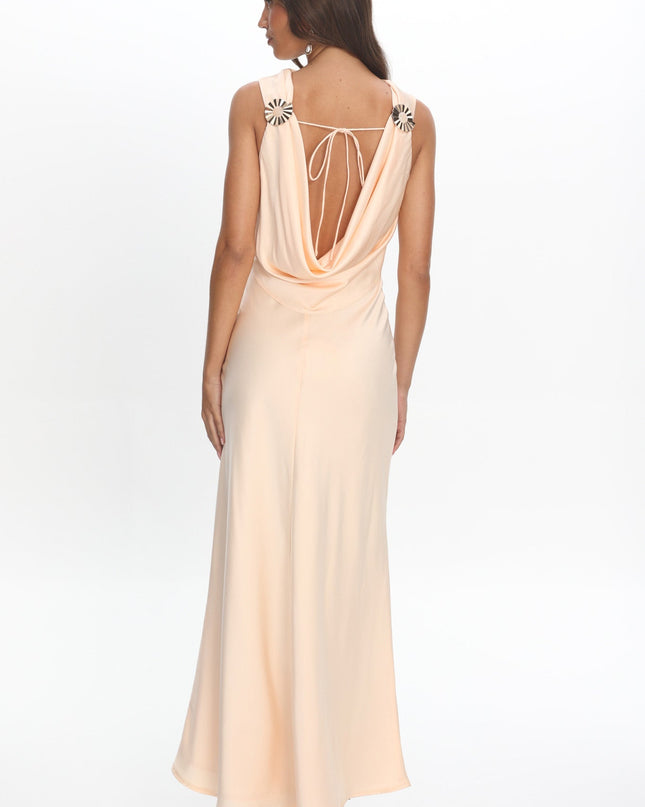 Cream Cowl Back Maxi Dress