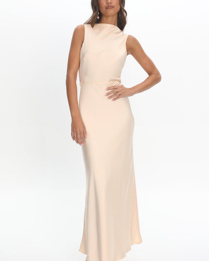Cream Cowl Back Maxi Dress