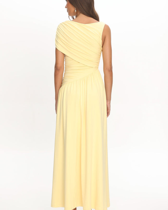 Butter Ruched Asymmetric Waist Maxi Dress
