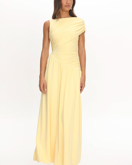 Butter Ruched Asymmetric Waist Maxi Dress