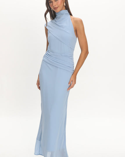 Blue High Neck Maxi Dress