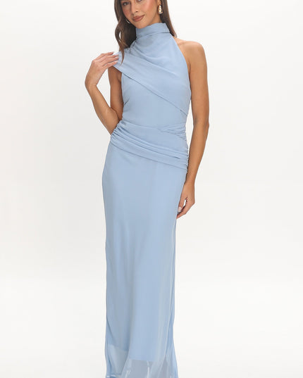 Blue High Neck Maxi Dress